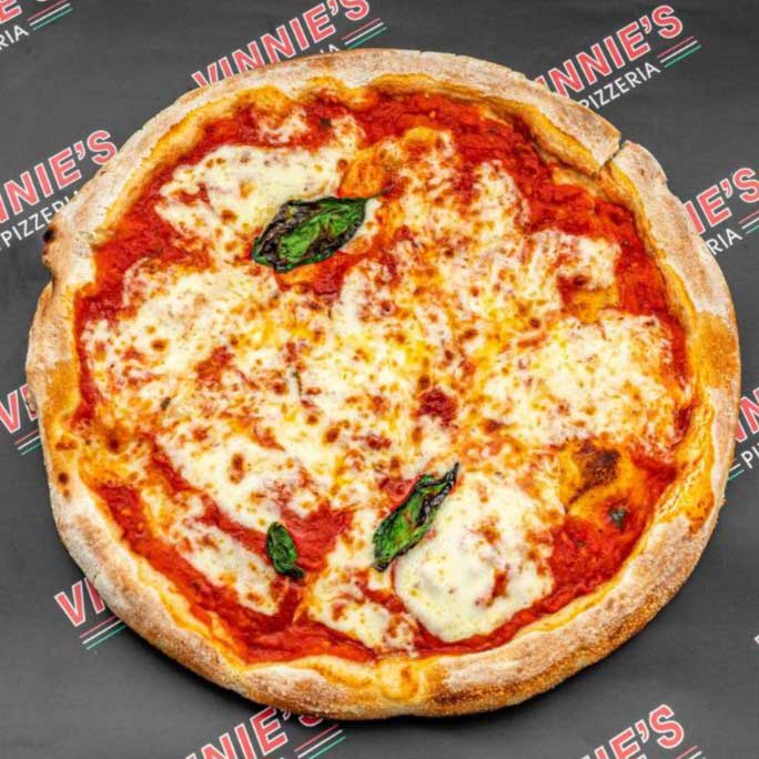 A classic Margherita pizza from Vinnie's Pizzeria in Glasgow.