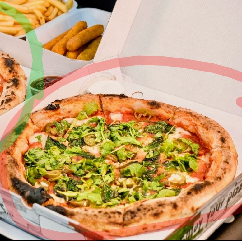 A freshly baked rocket pizza from Vinnie’s Pizzeria in Glasgow.